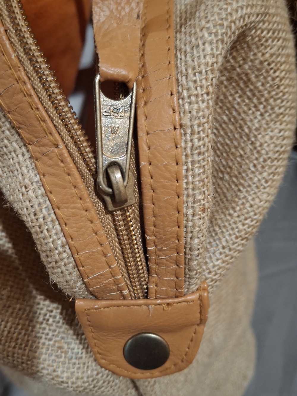 Boho Embroidered Tote Bag with Tan Handles - Multicolor Front Panel - Picture 4 of 11